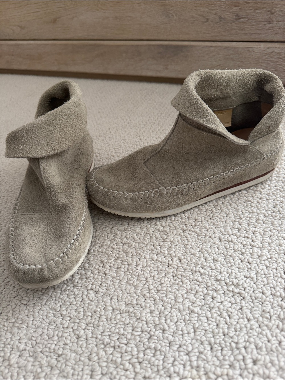Rag & Bone Suede Moccasin Booties in Taupe - Picture 1 of 8